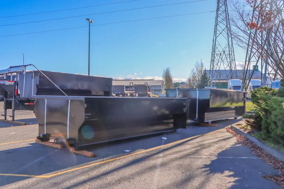 Roll-off dumpster ready for waste disposal at job site for Cleanout Dumpster Rental in Lower Merion